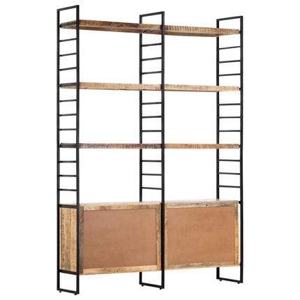 Bokhylla med 4 hyllplan 124x30x180 cm grovt mangoträ