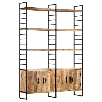 Bokhylla med 4 hyllplan 124x30x180 cm grovt mangoträ