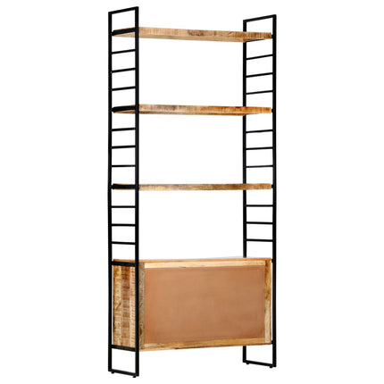 Bokhylla med 4 hyllor 80x30x180 cm grovt mangoträ