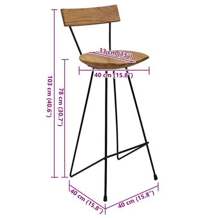 Barstolar 2 st massiv teak