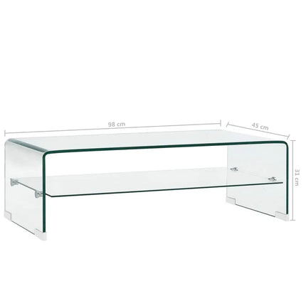 Soffbord genomskinlig 98x45x31 cm härdat glas