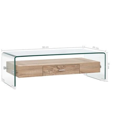 Soffbord genomskinligt 98x45x31 cm härdat glas