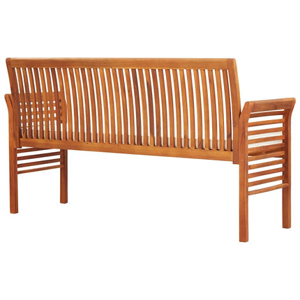 Trädgårdsbänk 3-sits med dyna 150 cm massivt akaciaträ