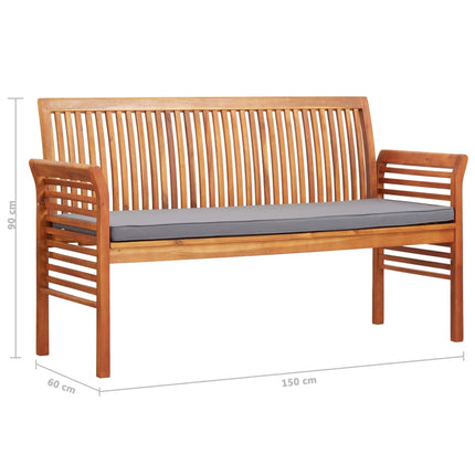 Trädgårdsbänk 3-sits med dyna 150 cm massivt akaciaträ