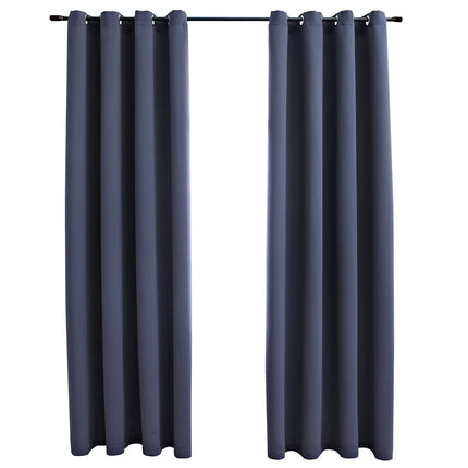 Mörkläggningsgardiner med metallringar 2 st antracit 140x245 cm