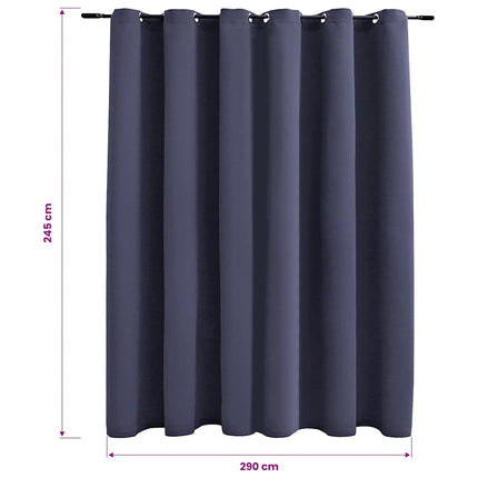 Mörkläggningsgardin med metallringar antracit 290x245 cm