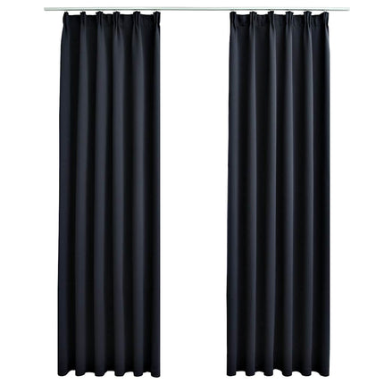 Mörkläggningsgardiner med krokar 2 st antracit 140x175 cm