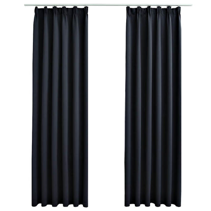 Mörkläggningsgardiner med krokar 2 st antracit 140x225 cm