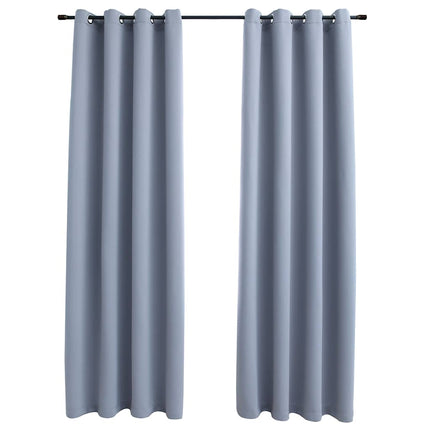 Mörkläggningsgardiner med metallringar 2 st grå 140x225 cm