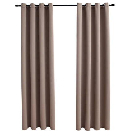 Mörkläggningsgardiner med metallringar 2 st taupe 140x225 cm