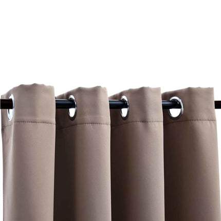 Mörkläggningsgardiner med metallringar 2 st taupe 140x225 cm