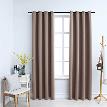 Mörkläggningsgardiner med metallringar 2 st taupe 140x225 cm
