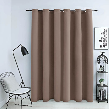 Mörkläggningsgardin med metallringar taupe 290x245 cm