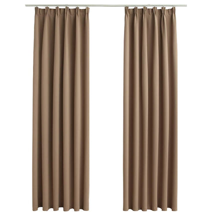 Mörkläggningsgardiner med krokar 2 st taupe 140x245 cm