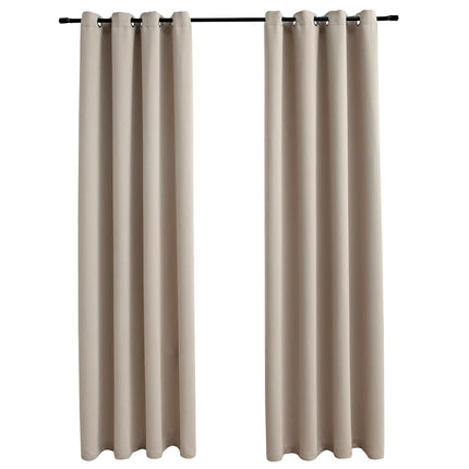 Mörkläggningsgardiner med metallringar 2 st beige 140x225 cm