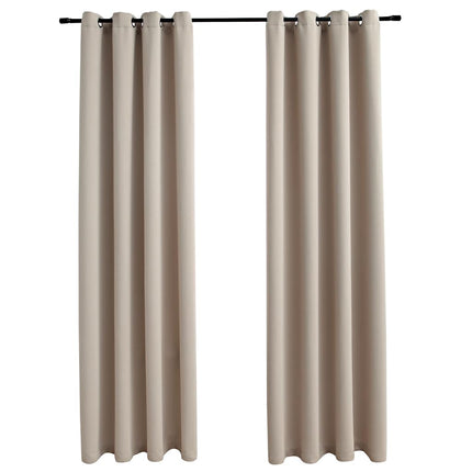 Mörkläggningsgardiner med metallringar 2 st beige 140x245 cm