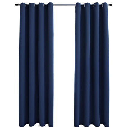 Mörkläggningsgardiner med metallringar 2 st blå 140x175 cm