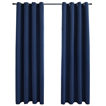 Mörkläggningsgardiner med metallringar 2 st blå 140x225 cm