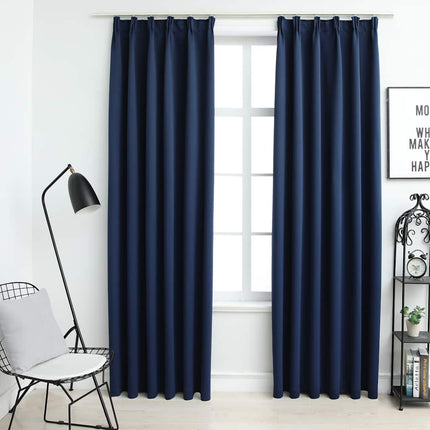 Mörkläggningsgardiner med krokar 2 st blå 140x245 cm
