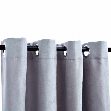 Mörkläggningsgardiner med metallringar 2 st grå 140x245 cm