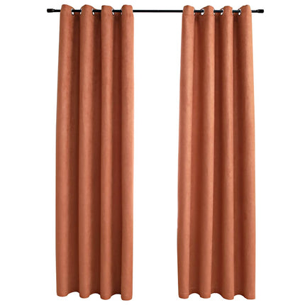Mörkläggningsgardiner med metallringar 2 st rost 140x175 cm