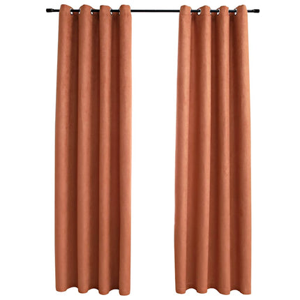 Mörkläggningsgardiner med metallringar 2 st rost 140x225 cm