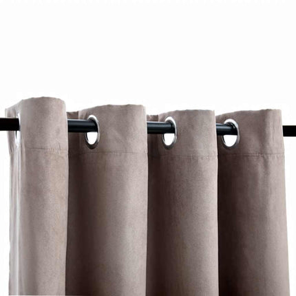 Mörkläggningsgardiner med metallringar 2 st taupe 140x175 cm