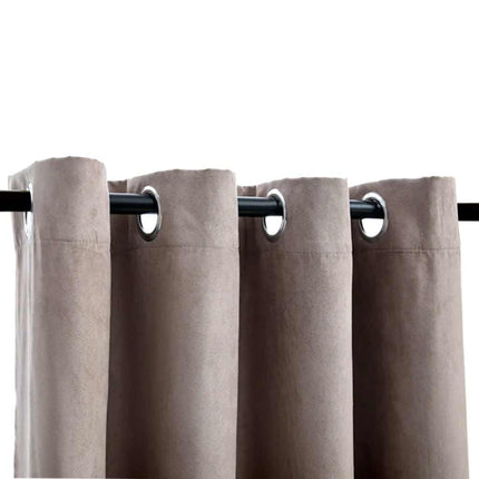 Mörkläggningsgardiner med metallringar 2 st taupe 140x225 cm