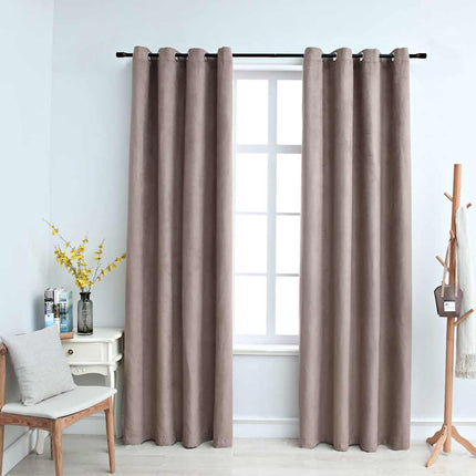 Mörkläggningsgardiner med metallringar 2 st taupe 140x225 cm
