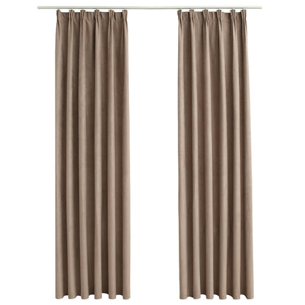 Mörkläggningsgardiner med krokar 2 st taupe 140x245 cm