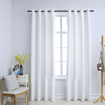 Mörkläggningsgardiner med metallringar 2 st gråvit 140x175 cm