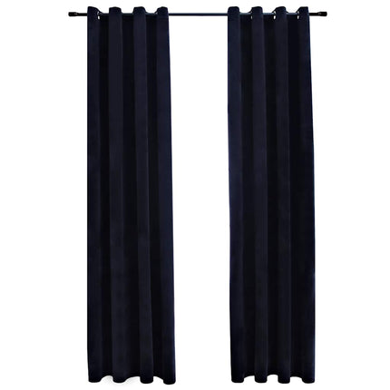 Mörkläggningsgardiner med ringar 2 st svart sammet 140x245 cm