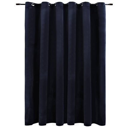 Mörkläggningsgardin med metallringar sammet svart 290x245 cm