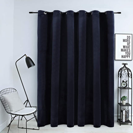 Mörkläggningsgardin med metallringar sammet svart 290x245 cm