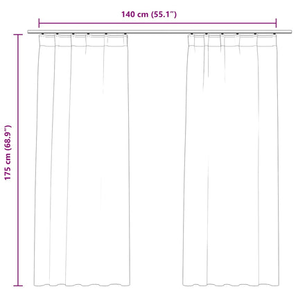 Mörkläggningsgardiner 2 st m. krokar sammet antracit 140x175 cm