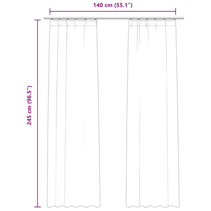 Mörkläggningsgardiner 2 st m. krokar sammet antracit 140x245 cm