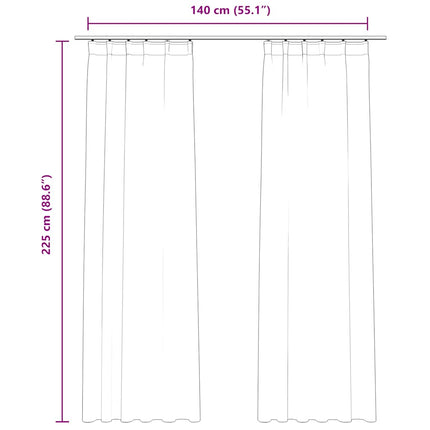 Mörkläggningsgardiner 2 st med krokar sammet beige 140x225 cm