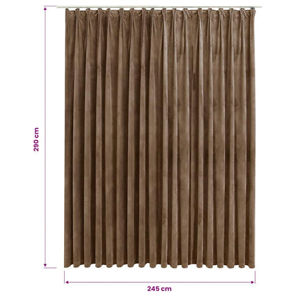 Mörkläggningsgardin med krokar sammet beige 290x245 cm