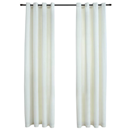Mörkläggningsgardiner med ringar 2 st gräddvit sammet 140x175 cm