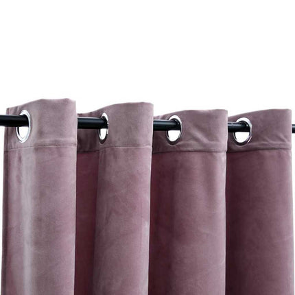 Mörkläggningsgardiner med ringar 2 st rosa sammet 140x175 cm