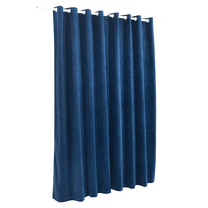Mörkläggningsgardin med metallringar sammet mörkblå 290x245 cm