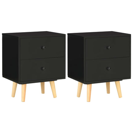 Sängbord 2 st svart 40x30x50 cm massiv furu