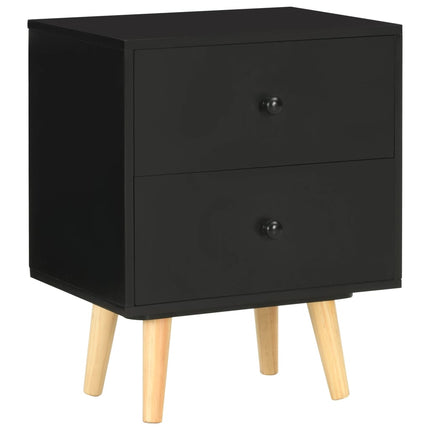 Sängbord 2 st svart 40x30x50 cm massiv furu