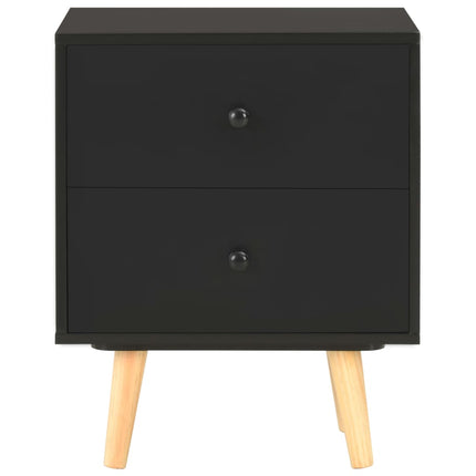 Sängbord 2 st svart 40x30x50 cm massiv furu