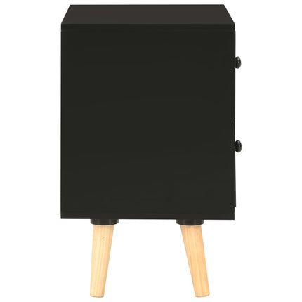 Sängbord 2 st svart 40x30x50 cm massiv furu