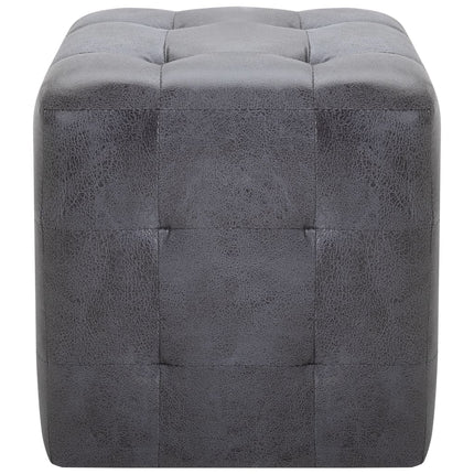 Sittpuff 2 st grå 30x30x30 cm konstmocka