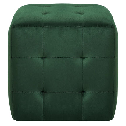 Sittpuff 2 st grön 30x30x30 cm sammetstyg