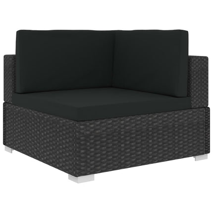 Loungegrupp för trädgården med dynor 6 delar konstrotting svart