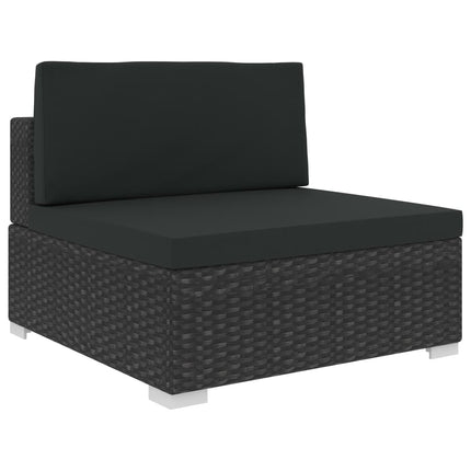 Loungegrupp för trädgården med dynor 6 delar konstrotting svart