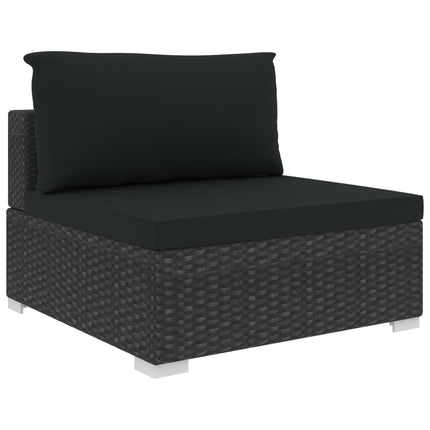 Loungegrupp för trädgården med dynor 5 delar konstrotting svart
